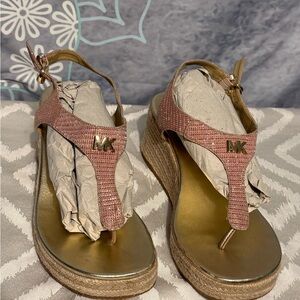 Michael Kors Metallic Pink Wedge Sandals